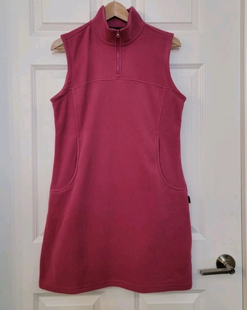 Baleaf Dress M Pink Fleece Sleeveless Pockets Zip Active Pickleball Golf Tennis